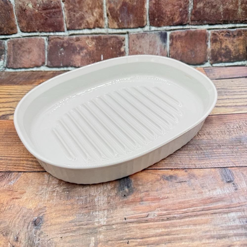 Vintage Corning Ware French White Pyroceram MC-4-B / F-4-B Grilled Open Roaster